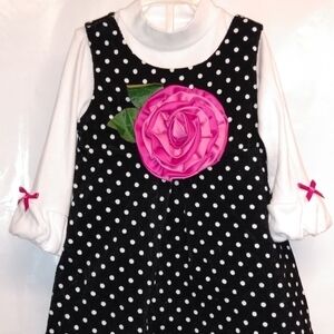 Bonnie Baby Dress Set, 24M, Black/White polka dot, pre-owned